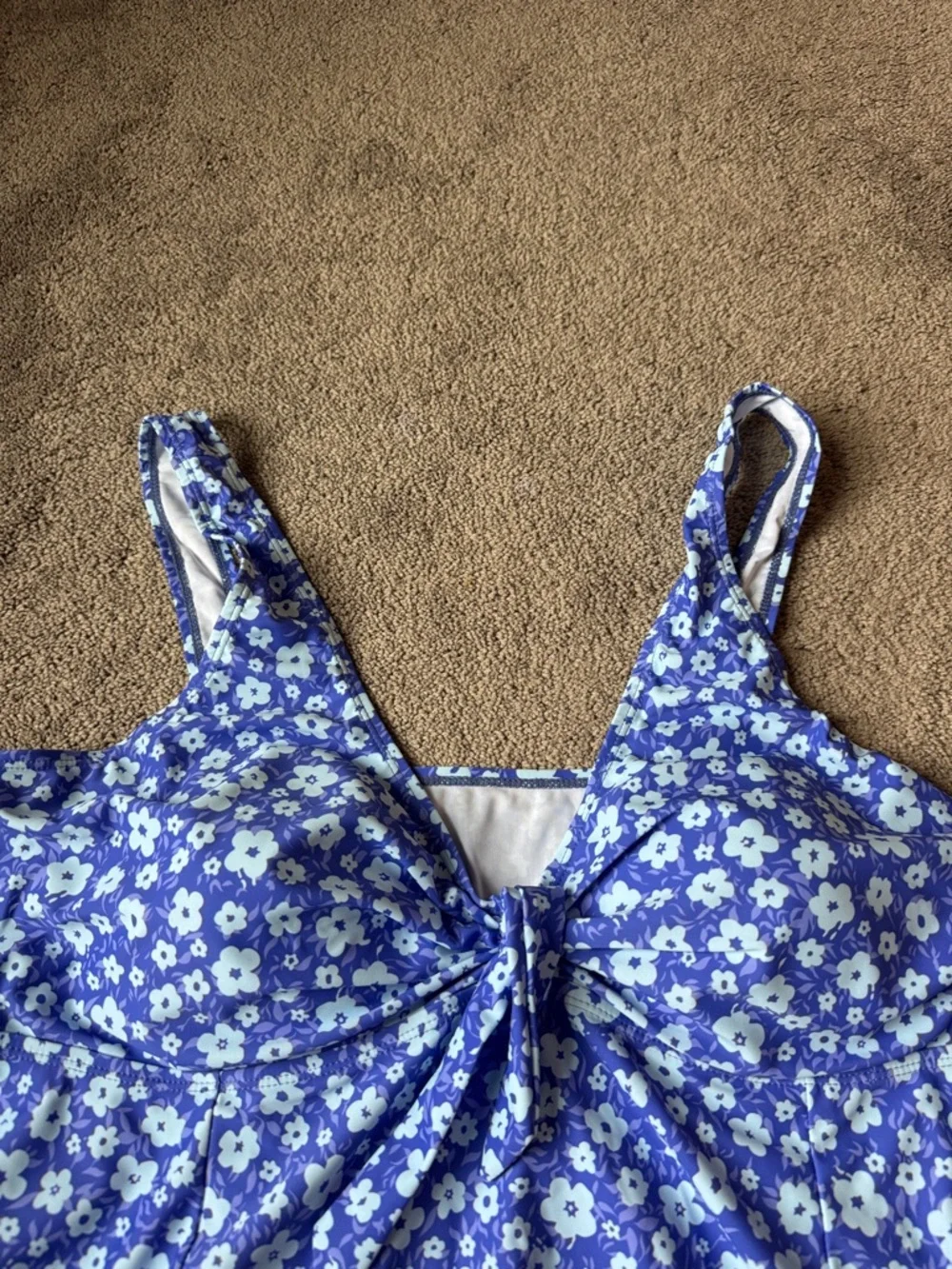 Meet.Curve Blue Floral Swim Dress Wireless One Piece Plus SIZE 4XL